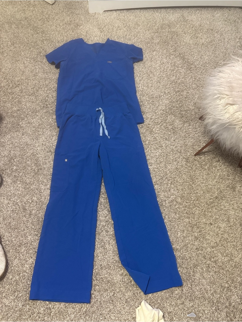 Figs Royal Blue Drawstring Track Pants & Top Set